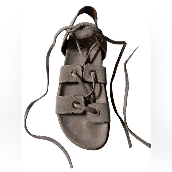 Anthropologie pink Suede tie up Gladiator Sandals EUC - Picture 2 of 6